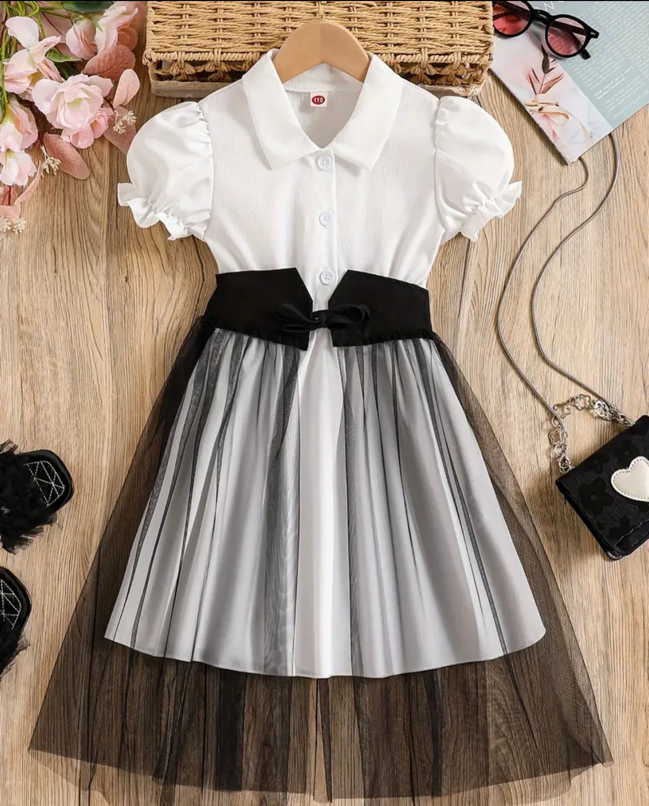 White Dress with Tulle Skirt