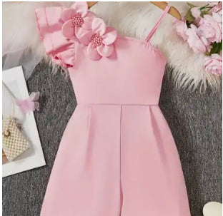 Flower One Shoulder Short Jumpsuit