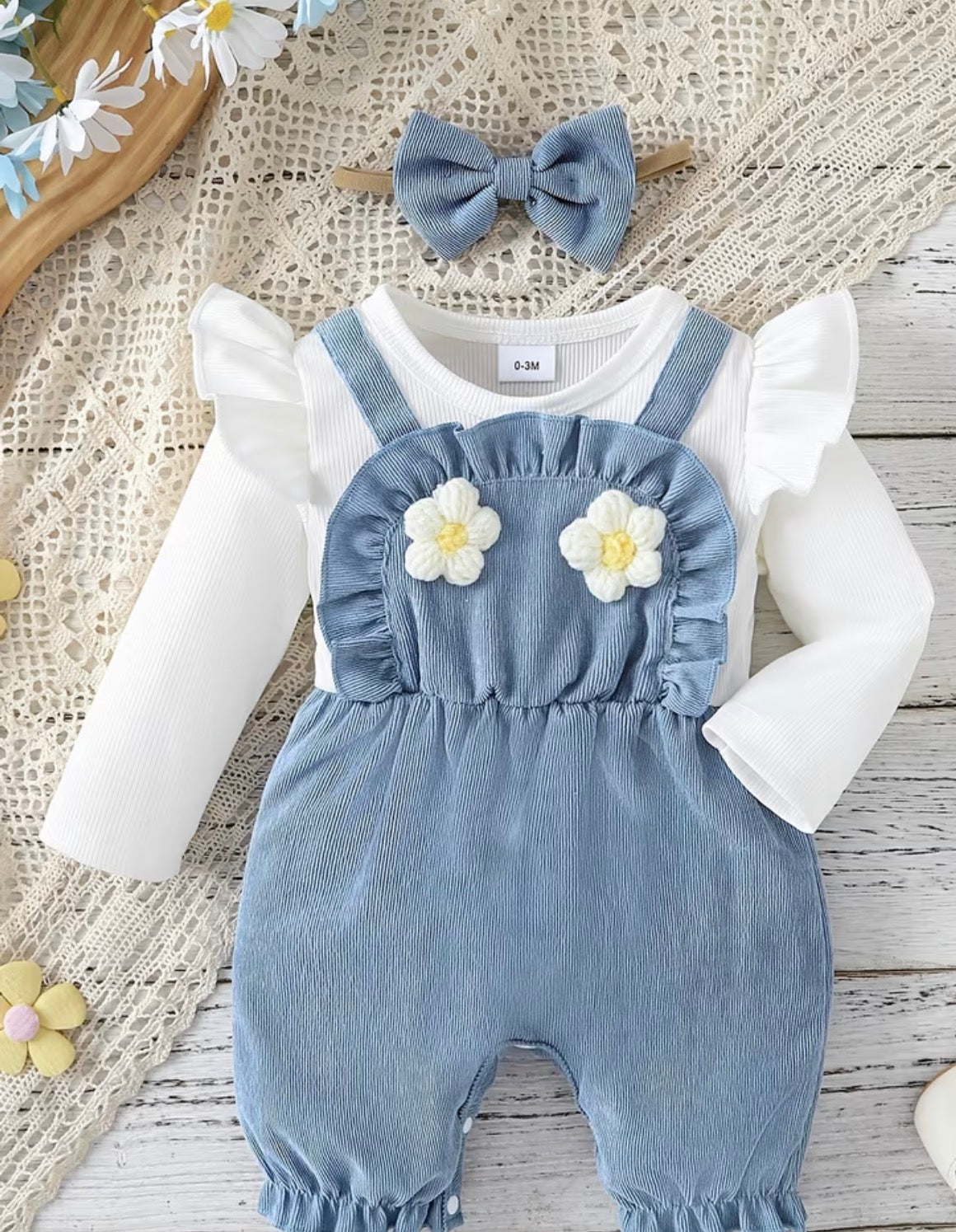 Infant Girl Flower Overall