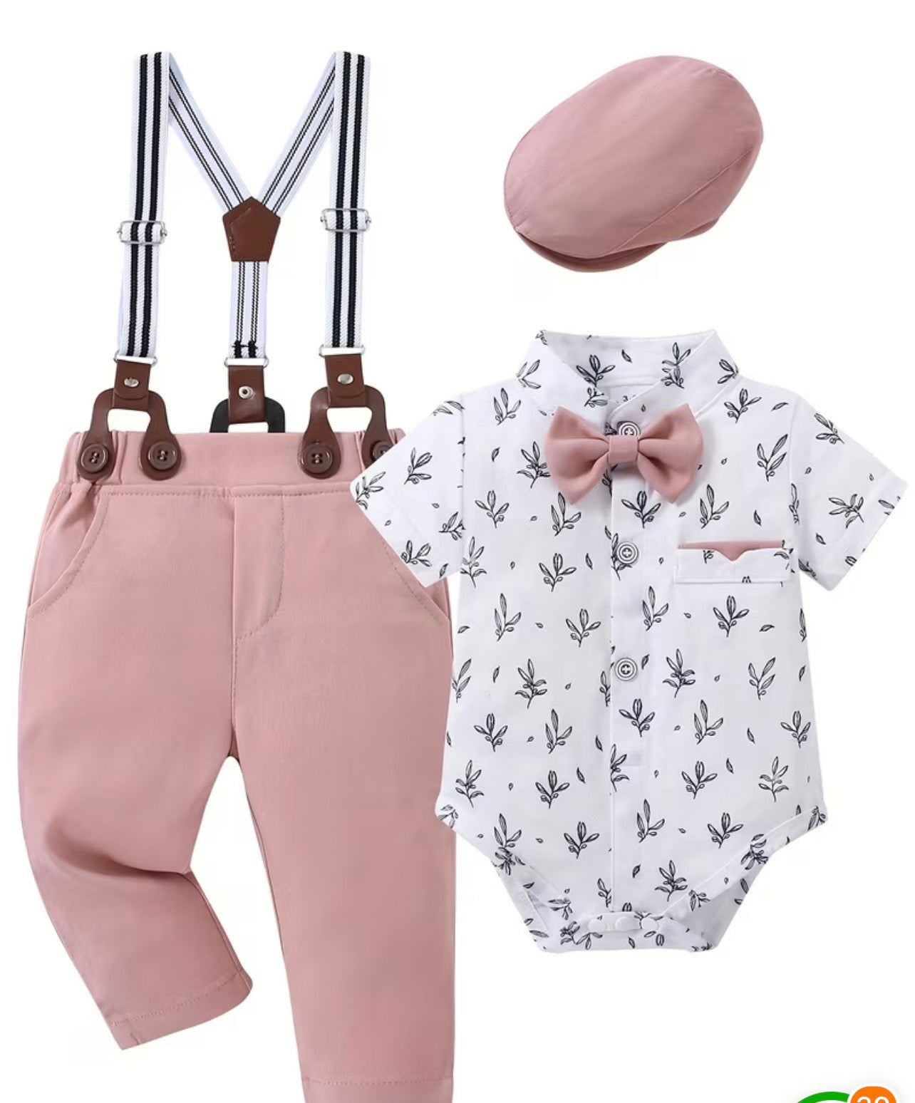 2Pc with suspenders and hat
