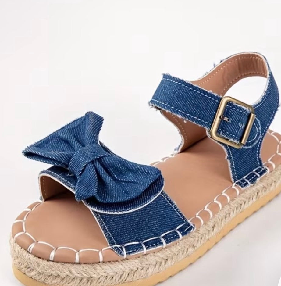 Girls Faux Denim Sandals