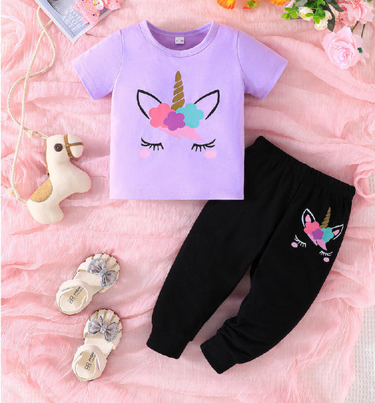 Unicorn Print Tshirt and Pants