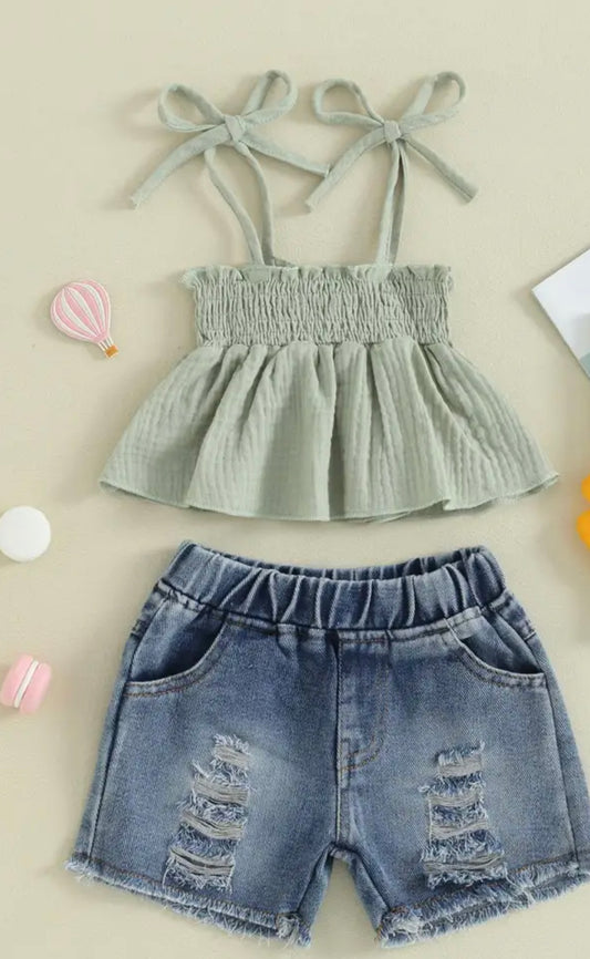 Denim Short Set