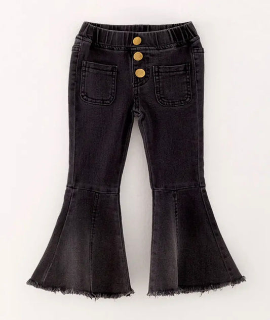 Black Denim Flare Leg