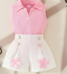Sleeveless V-Neck Short Set