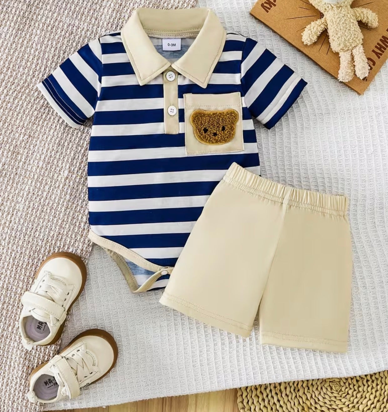 Teddy Bear Polo Shirt/Shorts Outfit
