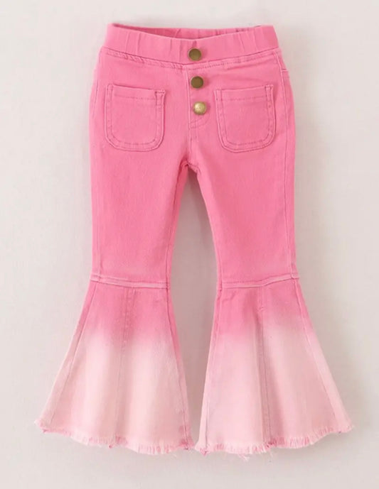 Pink Stonewash Flare Leg Jeand