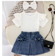 Denim Set with Bow