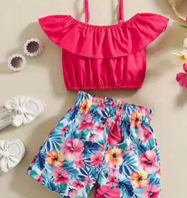 Flower Shorts with Blouse
