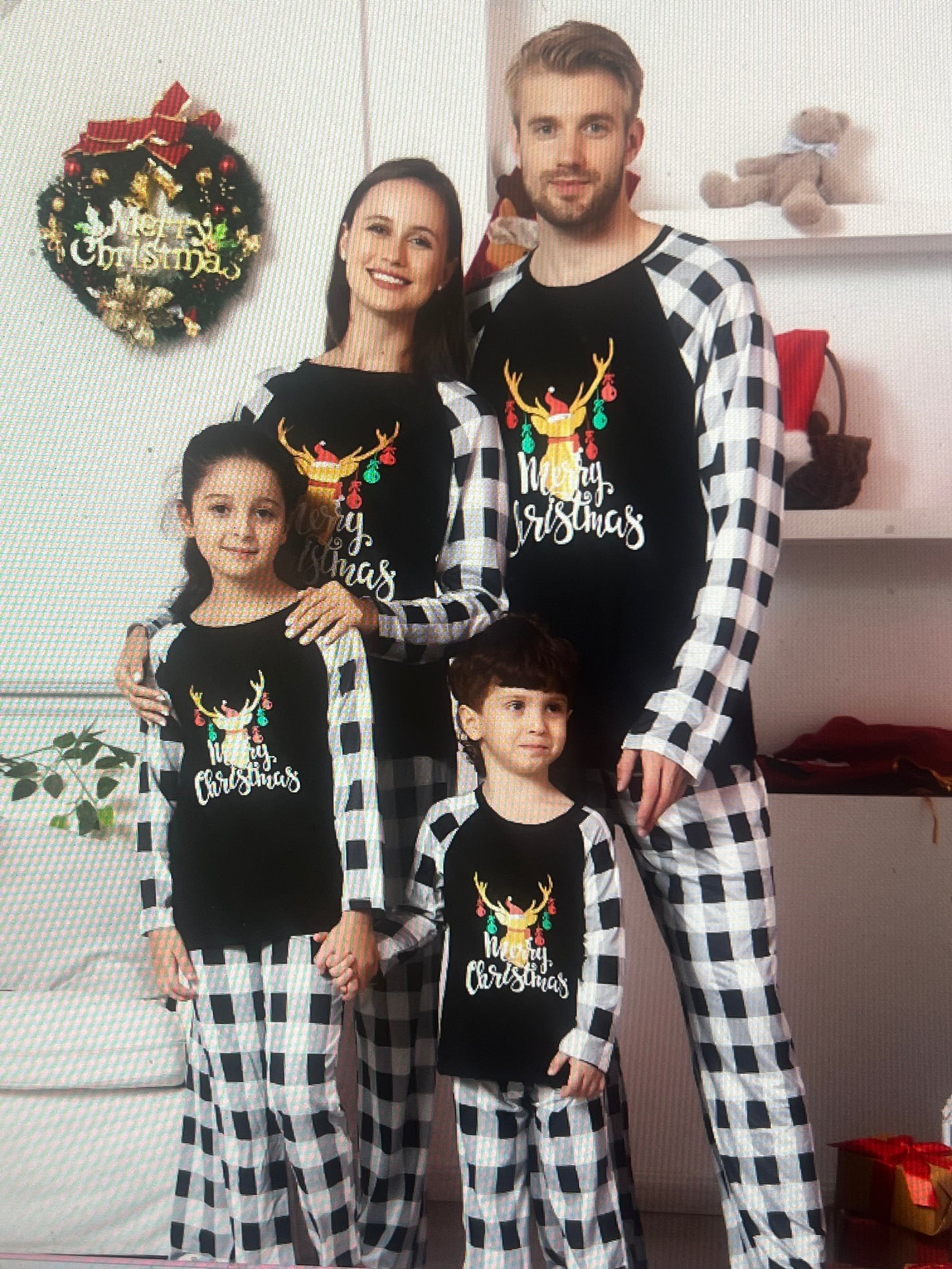 Christmas Black/White Family Pajamas