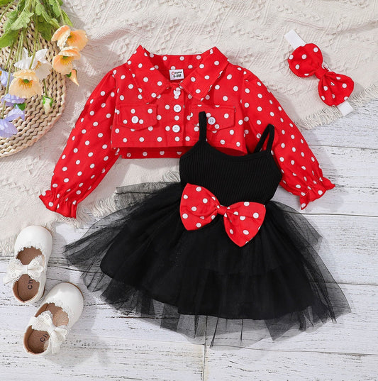 3 Pc Red Polka Dot