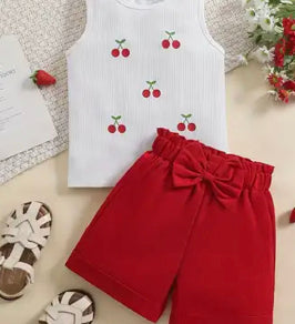 Sleeveless Cherry Short Set