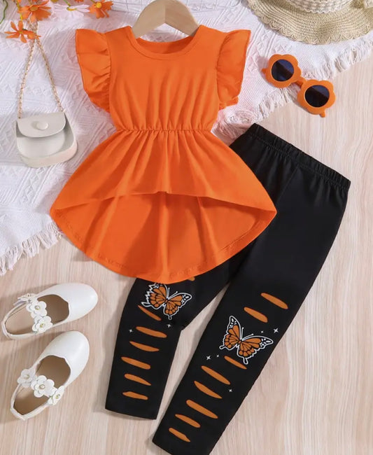 Orange Shirt w/ Butterfly Pants