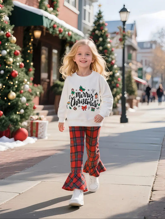 Merry Christmas Plaid Flare Leg Set
