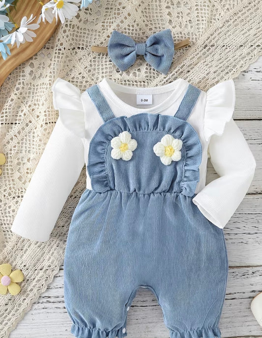 Infant Girl Flower Overall