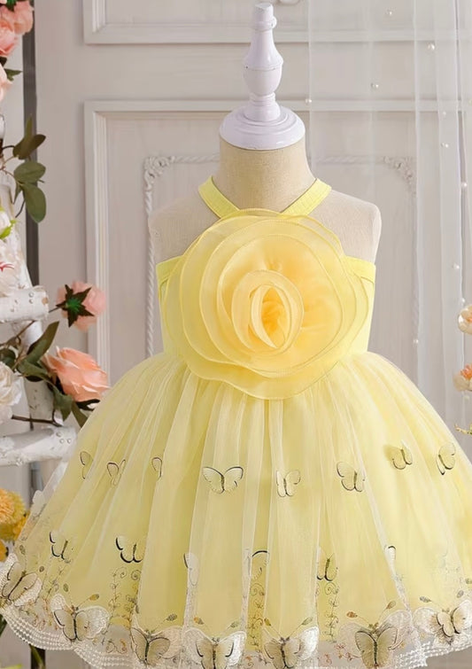 Yellow Easter Dress with Flower in front