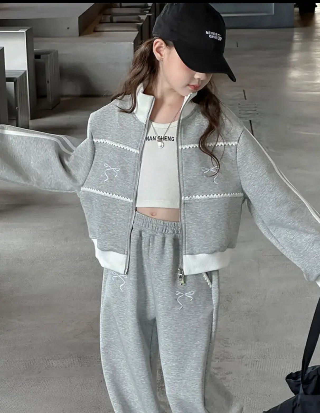 2 Pc Gray Jogging Suit