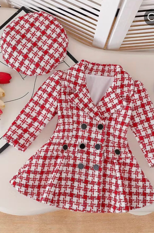 Plaid Fleece Windbreaker with Hat